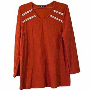 Rust Long Sleeved V-Neck Tunic